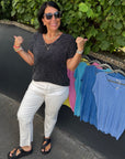 Weiße 7/8 Stretch-Jeans