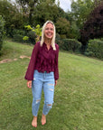 Schicke Bluse mit eleganten Fransen in Bordeaux
