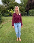 Schicke Bluse mit eleganten Fransen in Bordeaux
