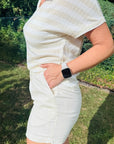 Leinen Shorts in Creme