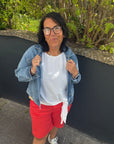 Bluse mit Bindedetail in weiß