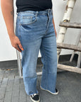 Wide Leg Jeans in Mittelblau
