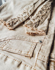 Stretch Jeans mit Flecht-Details in navy und beige
