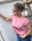 Glänzendes Viskose-Shirt in Rosa