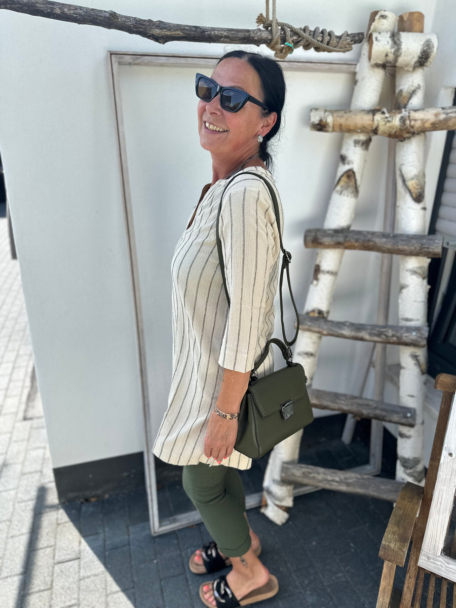 Nadelstreifen Tunika in Creme