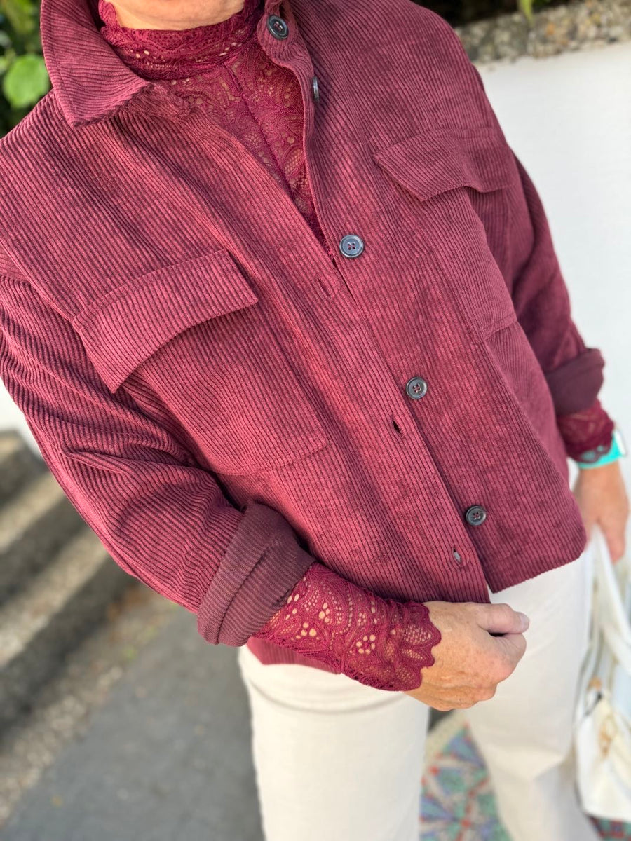 Kordjacke in bordeaux