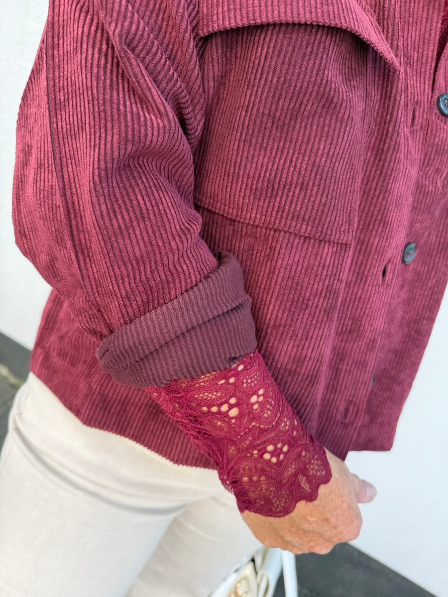 Kordjacke in bordeaux