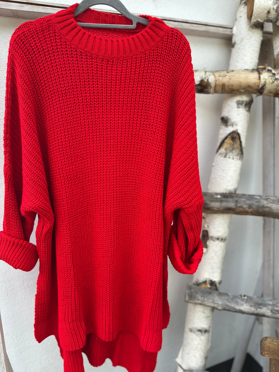Longpullover aus Strick mit Kragen