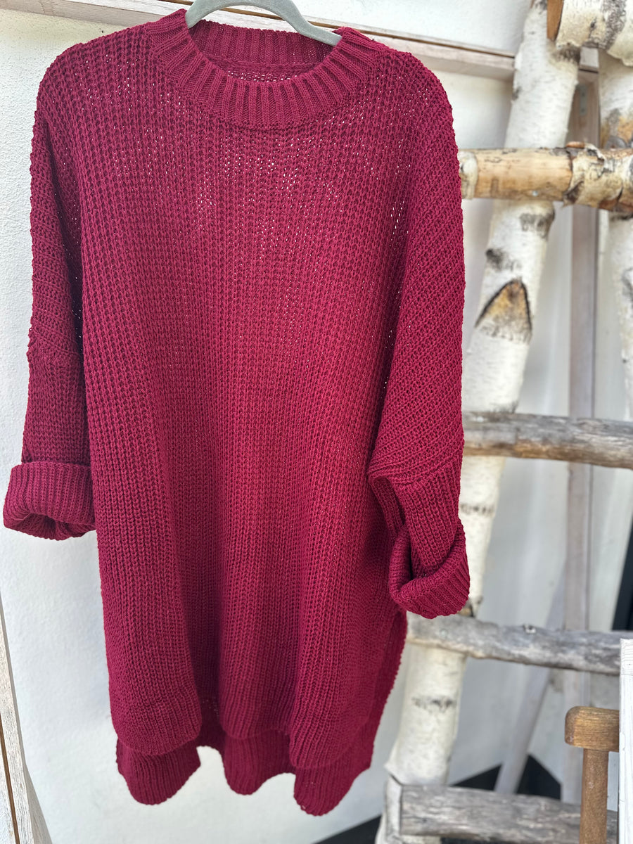 Longpullover aus Strick mit Kragen