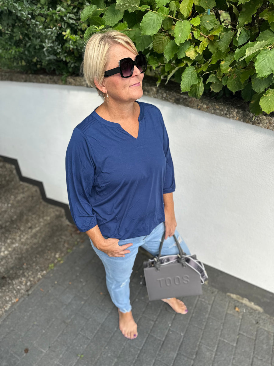 Bluse in blau mit 3/4 Ärmeln