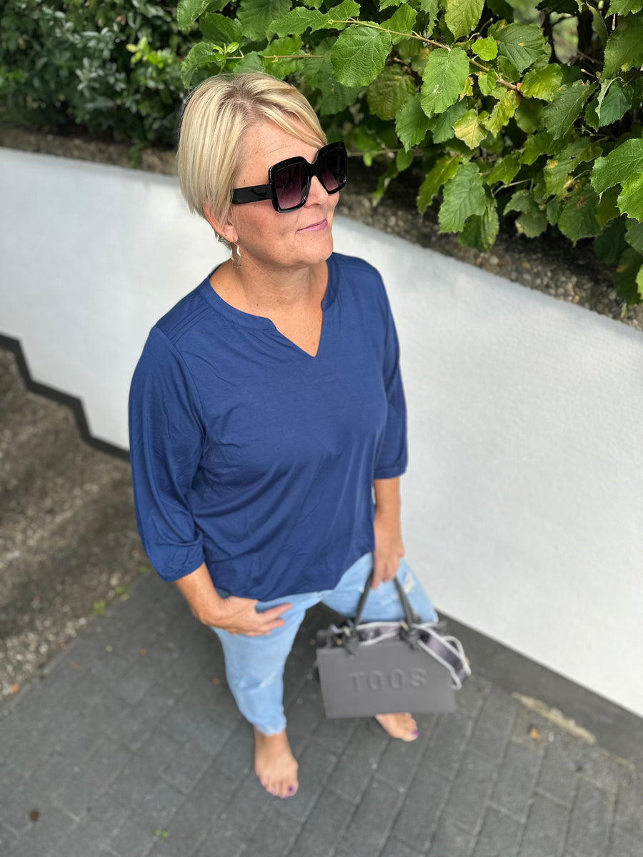 Bluse in blau mit 3/4 Ärmeln