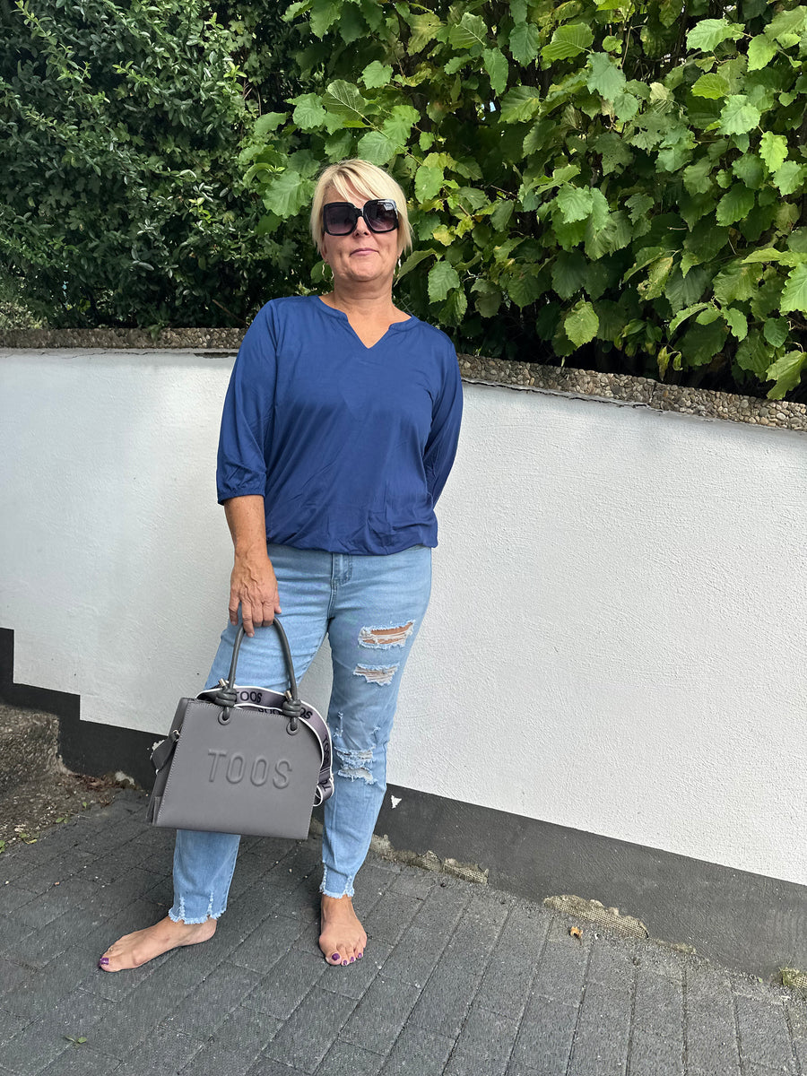 Bluse in blau mit 3/4 Ärmeln