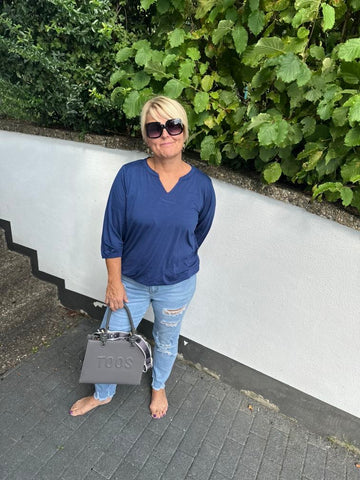 Bluse in blau mit 3/4 Ärmeln