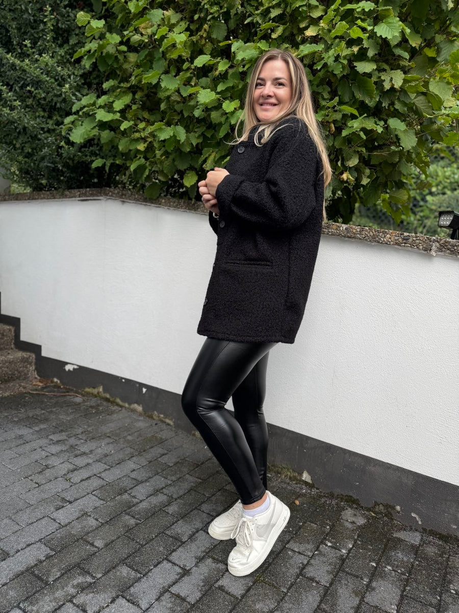 Vegane Lederleggings mit Taschen