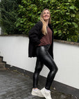 Vegane Lederleggings mit Taschen
