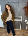 Weite Jeans dunkle Waschung mit auffälligen Nähten