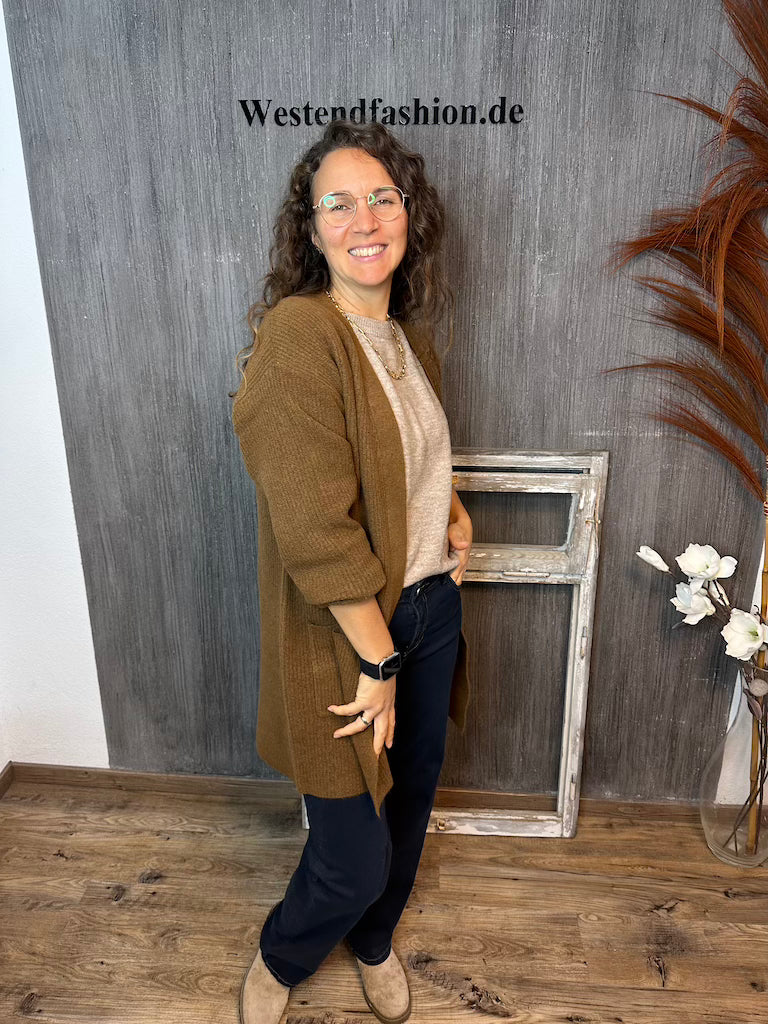 Strickjacke lang in Toffee