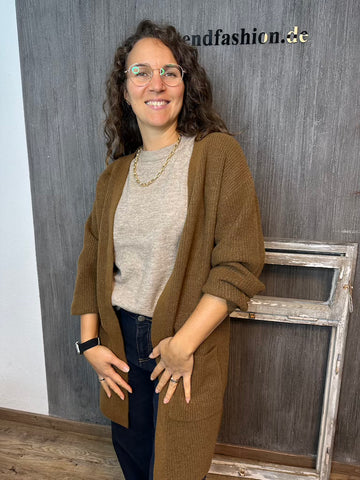 Strickjacke lang in Toffee