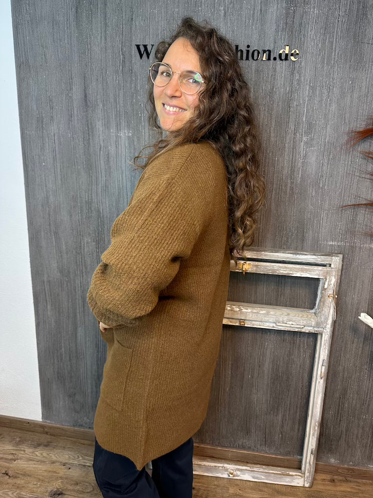 Strickjacke lang in Toffee