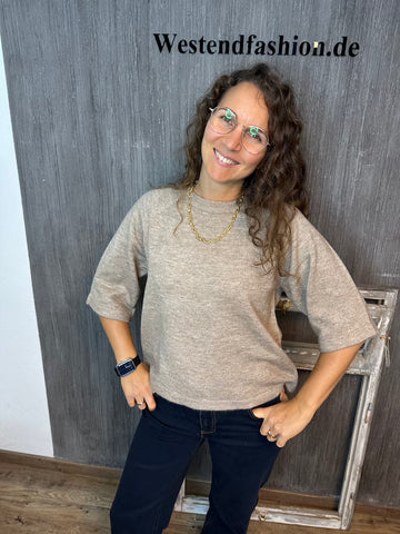 Strickshirt mit 3/4 Ärmeln in Beige
