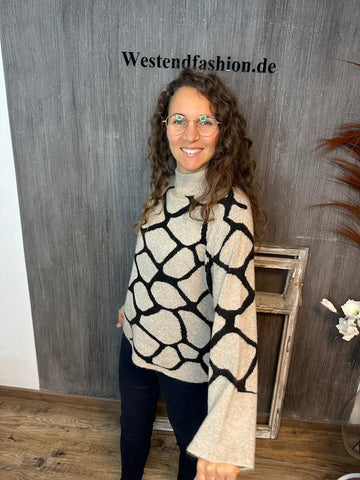 Pullover mit Muster und höherem Kragen