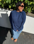 Pullover mit hohem Ausschnitt in tollem Blauton