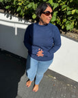 Pullover mit hohem Ausschnitt in tollem Blauton