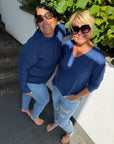 Pullover mit hohem Ausschnitt in tollem Blauton