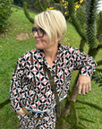 Bluse mit geometrischem Blumenprint