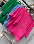 Bluse mit Fledermausärmeln & Kette Gr. S-XL