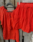 Musselin Shirt in knalligem Rot