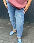 Stretch Mom Jeans mit Herzchen