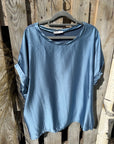 Glanz Shirt Plus Size in Blau