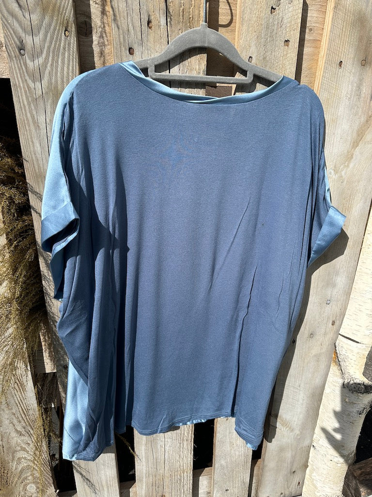 Glanz Shirt Plus Size in Blau
