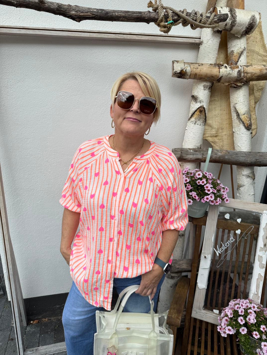 Musselinbluse mit Herzchen