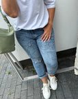 Jeans mit Strassmuster