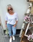Jeans mit Strassmuster