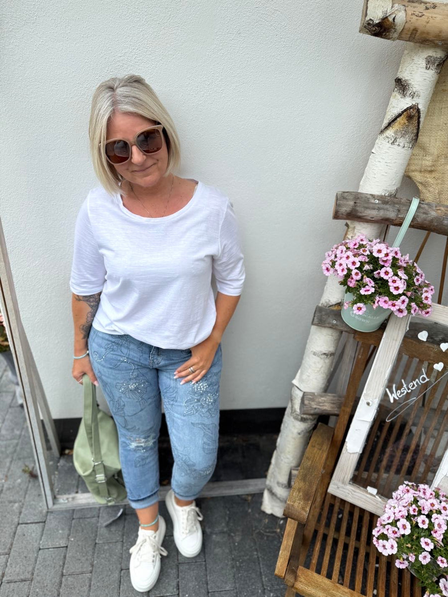 Jeans mit Strassmuster