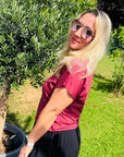 Basic Shirt mit V-Ausschnitt in Blutrot