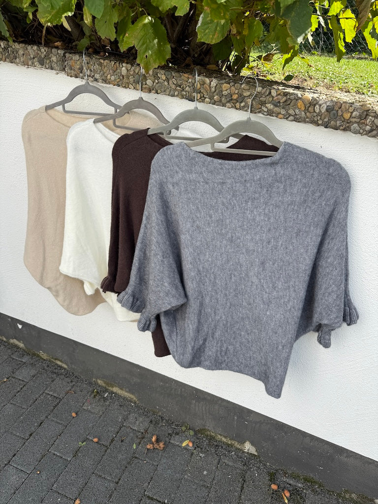 Strickpullover mit Rüschenärmeln