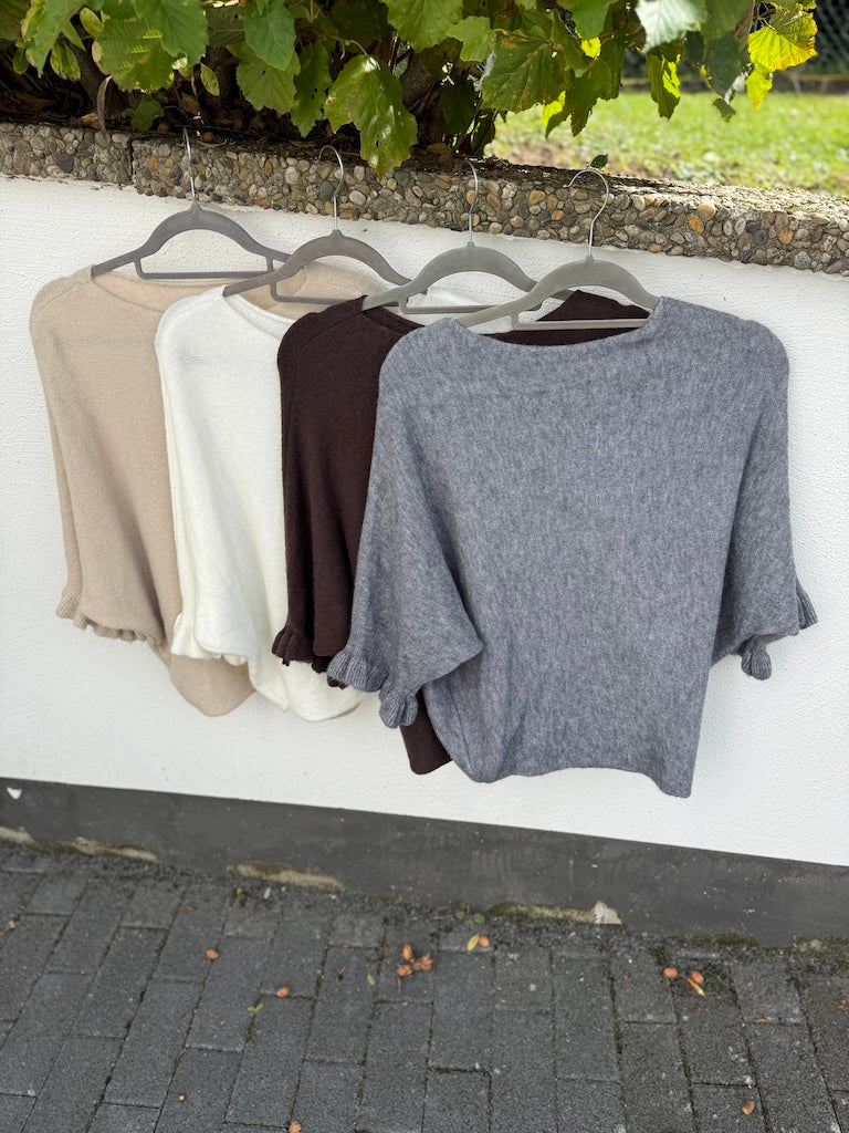 Strickpullover mit Rüschenärmeln
