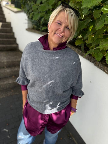 Strickpullover mit Rüschenärmeln