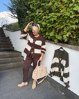 Kuschel-Cardigan mit großen Streifen