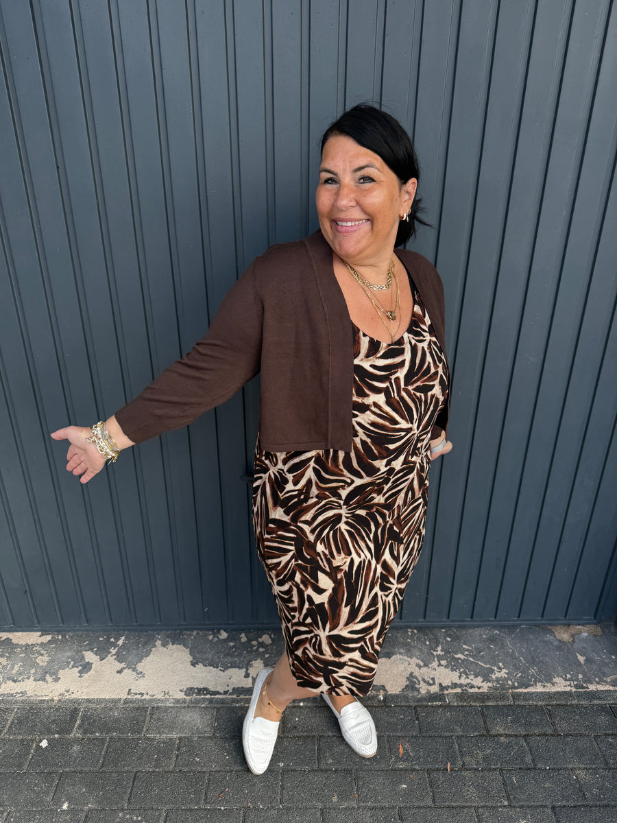 ärmelloses Kleid mit botanischem Print