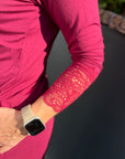 Langarmshirt mit Spitzenbündchen in Rhododendron