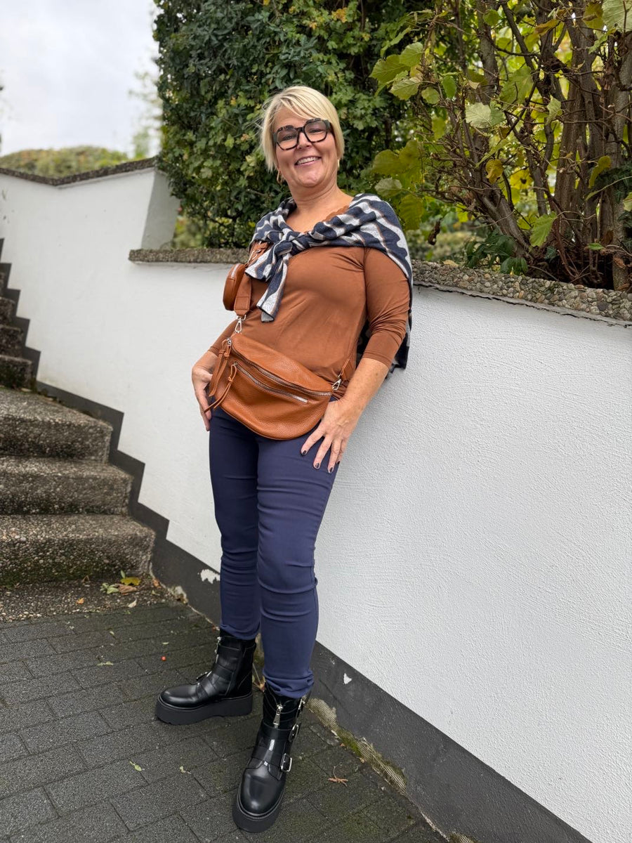 Pullover im Stylischen Wellenmuster in dunkelblau