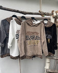 Kordpullover mit Leokapuze & Gold-Druck