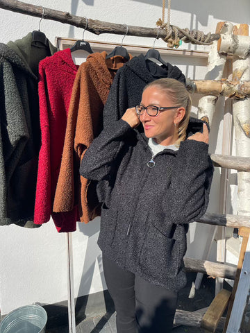 Teddy-Jacke mit Reißverschluss Gr. XS-L