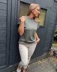 Banu Shirt mit Detail am Saum in Khaki