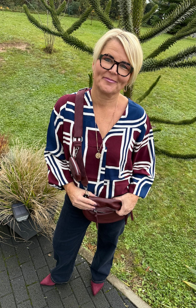 Plus Size Bluse mit geometrischem Print